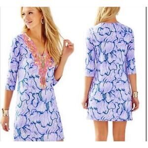 Lilly Pulitzer Bordeaux Embroidered Beaded House of Nemo Pink Lavender Dress M